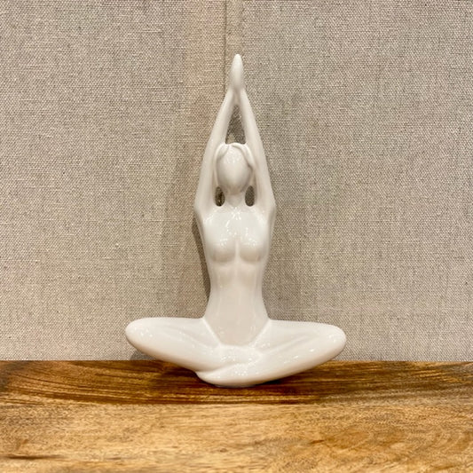 Yoga White Ceramic Sculpture - Arms Up