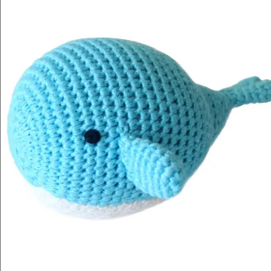 Blue Whale Hand Crocheted Rattle