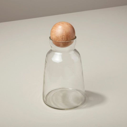 Glass & Mango Wood Decanter Short