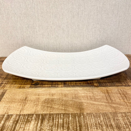 Clara Embossed Mandala White Ceramic Platter