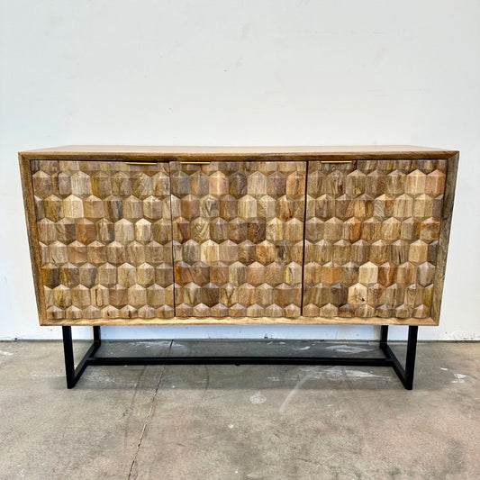Preetika Three Door Mango Wood And Iron Sideboard