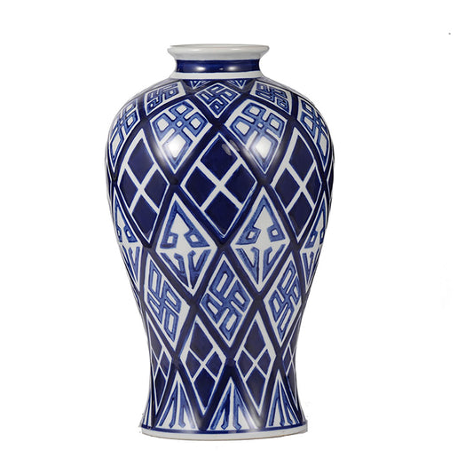 Valora Blue And White Painted Porcelain Vase