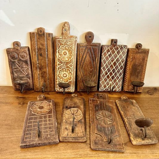 Burben Teak Wooden Hanger And Candle Holder - Assorted
