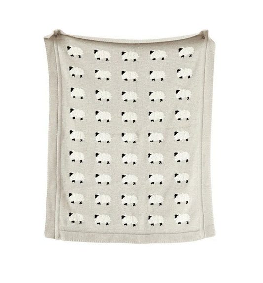 Knit Baby Blanket With Sheep
