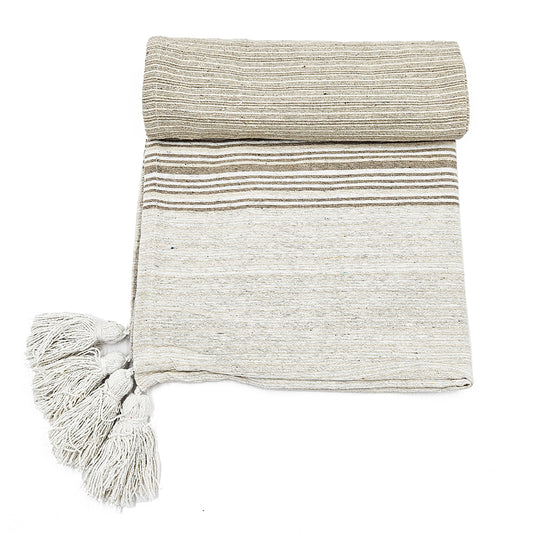 Brighton Beige Striped Throw Blanket