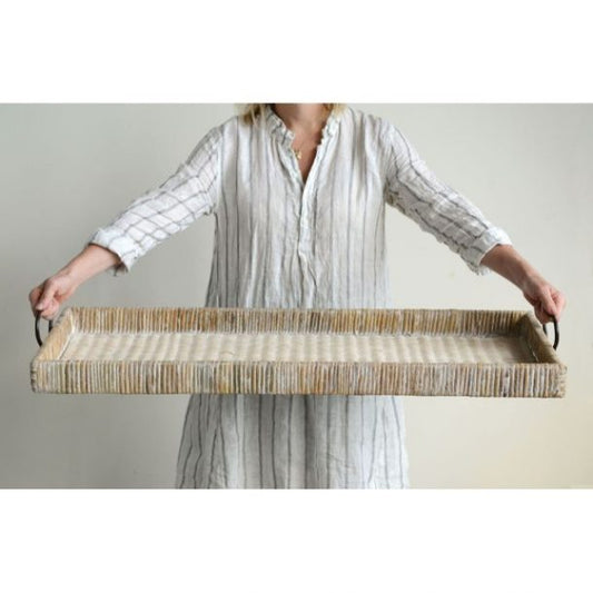 Rattan Tray With Metal Handles