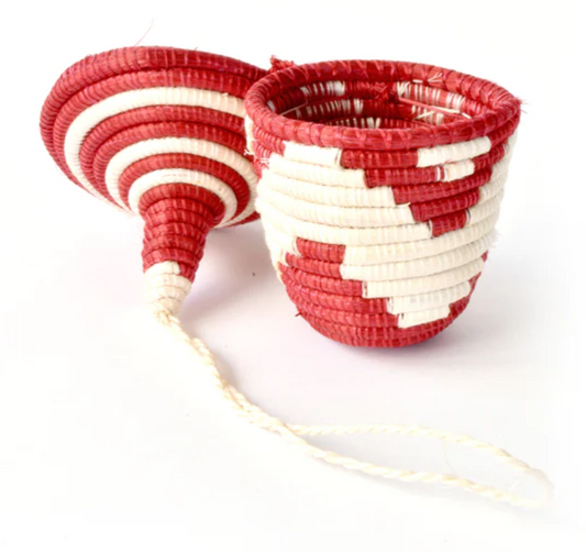 Red and Natural Rwandan Giving Basket Ornament