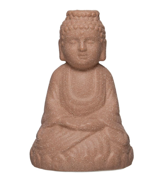 Sand Finish Stoneware Buddha Candle Stick Holder