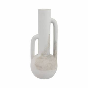 White 19 in. Terracotta Asymmetrical Eared Bottle Vase