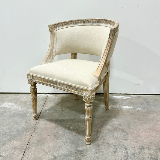 Pagar Swedish Barrel Back Mango Wood Dining Chair With Cushion