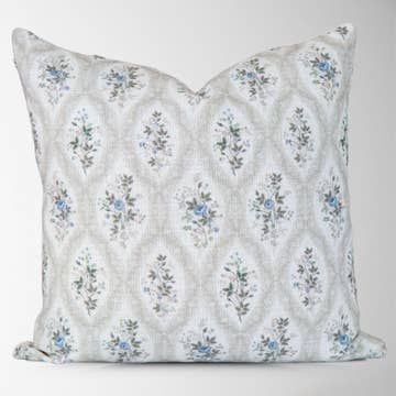 Grace Rose Bouquet Pillow Cover in Silver + SAR002 Filler