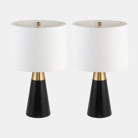 Black and Gold Two Tone Cone Table Lamps - Set of Two