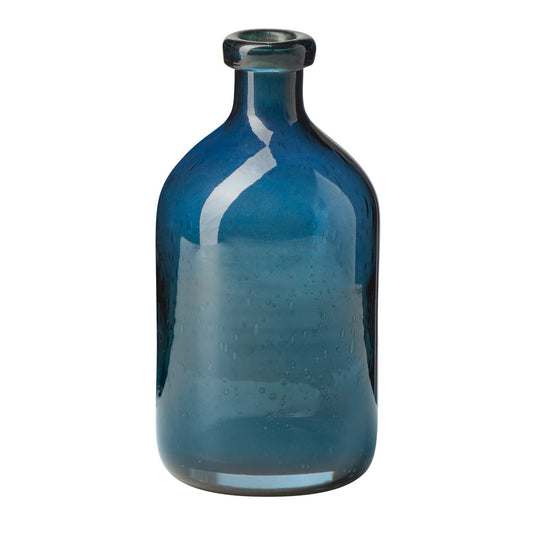 Tito Hand Blown Blue Glass 8h" Bottle Vase