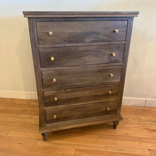 Veneta Mango Wood Five Drawer Highboy
