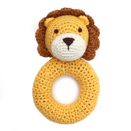 Lion Ring Hand Crocheted Rattle