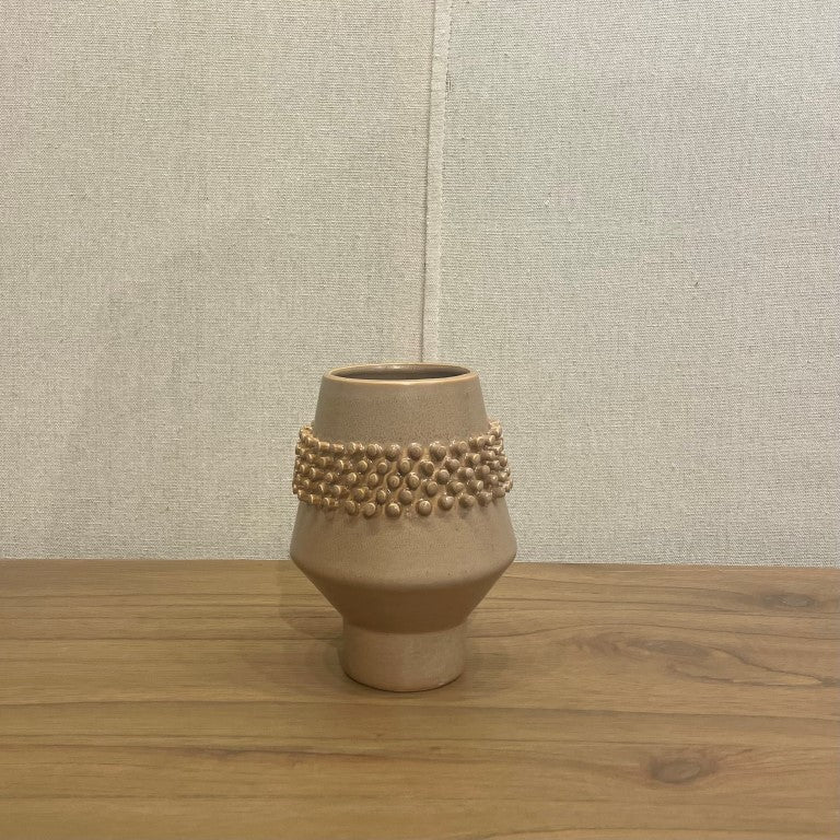 Reactive Glaze Stoneware Vase With Raised Dots