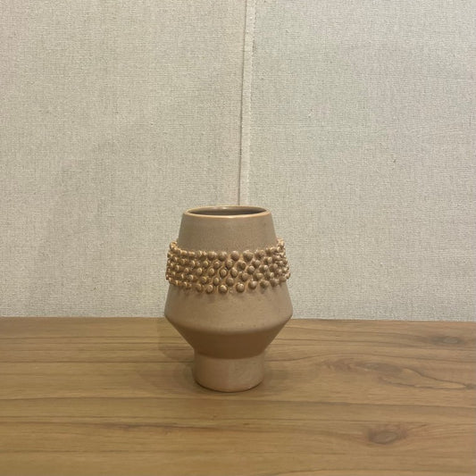 Reactive Glaze Stoneware Vase With Raised Dots
