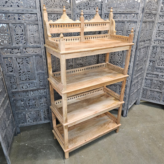 Murad Mango Wood Ornate Open Bookcase