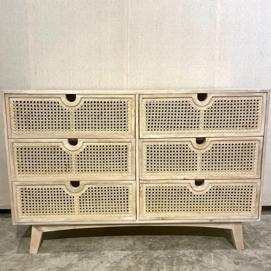 Batu Cane And Mango Wood Six Drawer Dresser