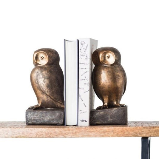 Resin Owl Bookends, Bronze Finish