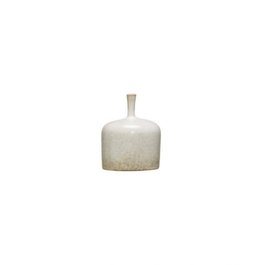 White Reactive Glaze Long Neck Stoneware Vase