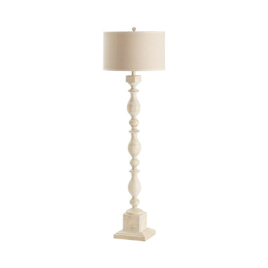 Wood Post Floor Lamp, Resin, White Washed
