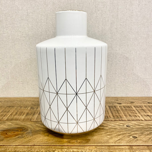 Elements Gold Diamond Line Pattern Ceramic Bottle Vase