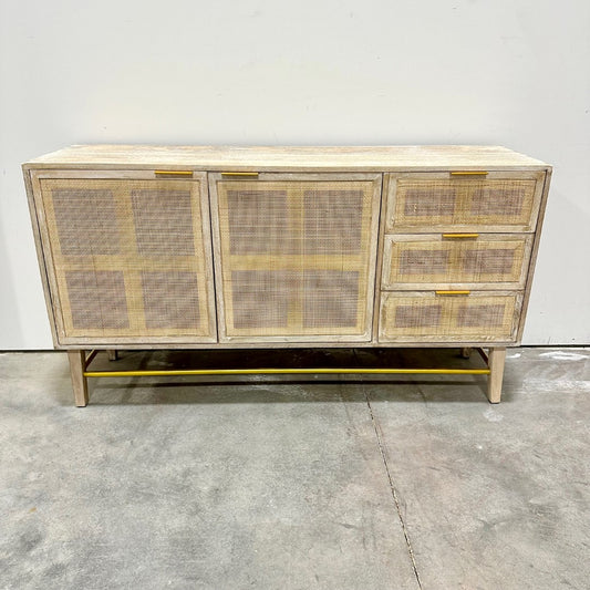 Wallace Two Door Three Drawer Cane And Mango Wood Sideboard