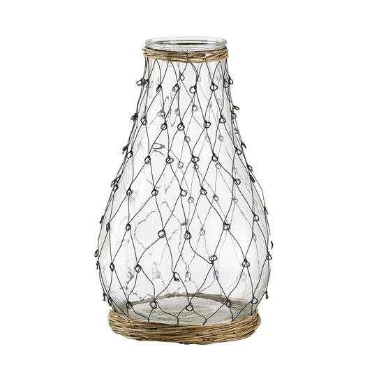 Glass And Wire Wrapped Vase - Tear Drop