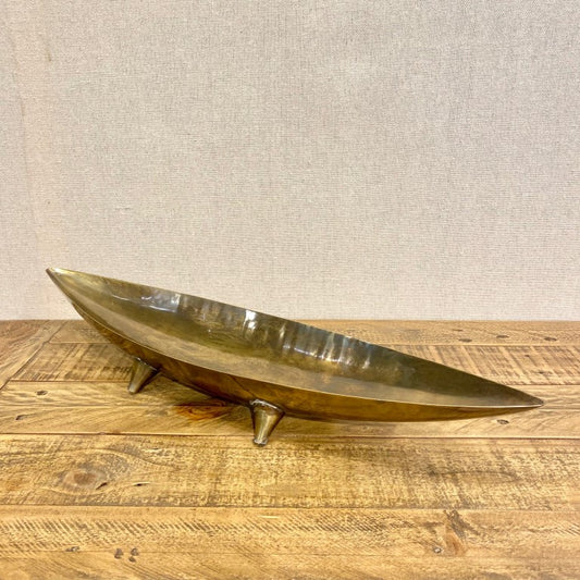 Antique Brass Tapered Boat Bowl - Medium