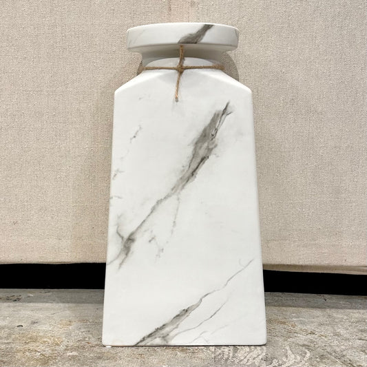 Aris Marble Ceramic Tapered Urn Vase - Large