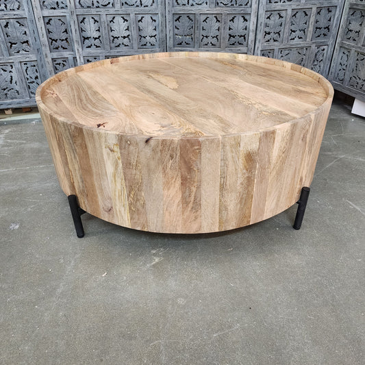 Urbana Mango Wood Drum Coffee Table With Legs