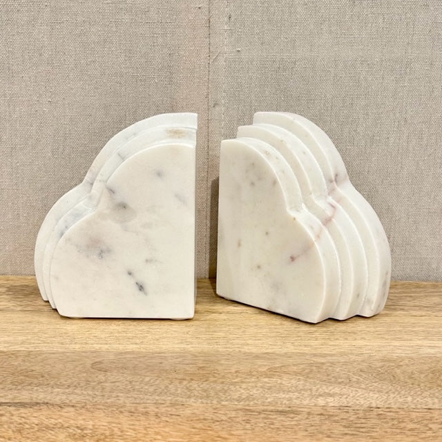 Marble Rainbow Bookends White