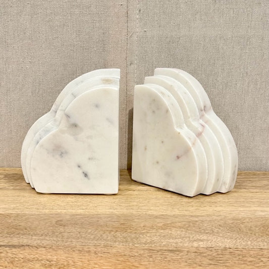 Marble Rainbow Bookends White