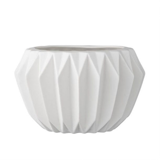 Fluted Stoneware Flower Pot - Medium