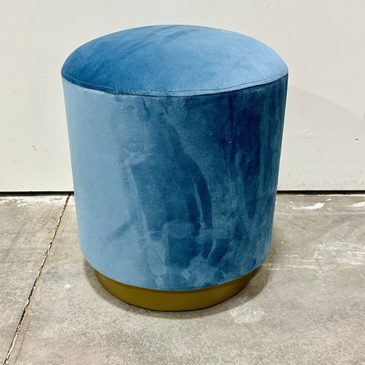 Archana Round Velvet Pouf With Gold Base