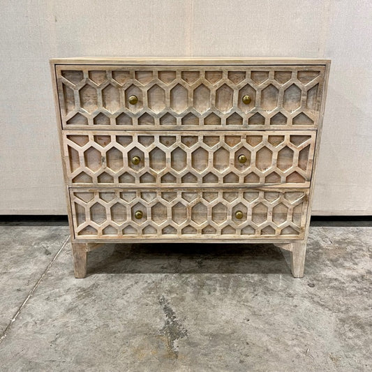 Textured Trellis Three Drawer Dresser