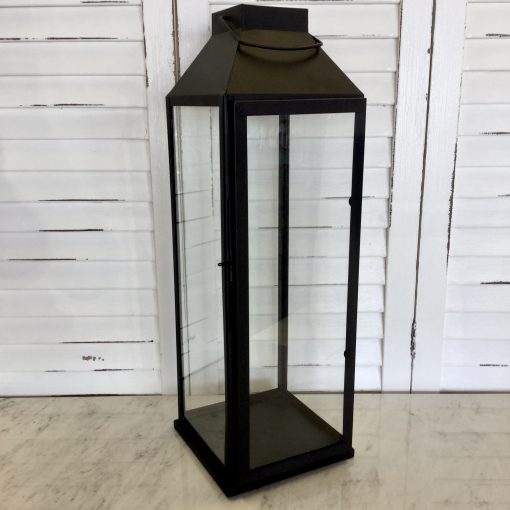 Metal And Glass Lantern With Handle - Large