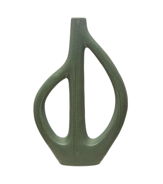 Stoneware Sculptural Vase - Matte Blue