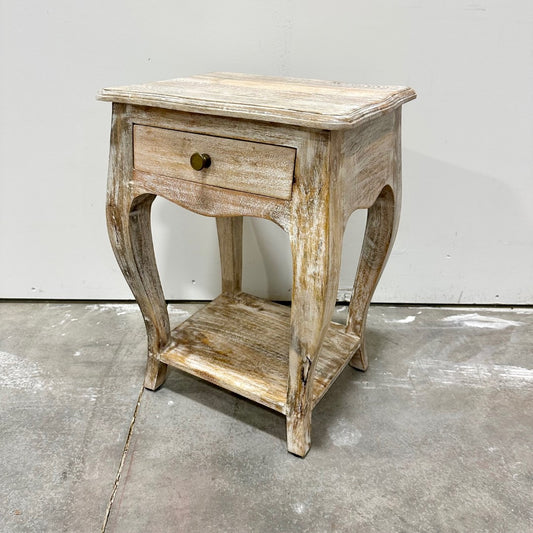 Perizaad French Provincial Single Drawer Mango Wood Side Table