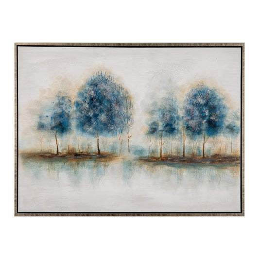 LUSH LANDS, Canvas, Wood, Hand Finished, Blue