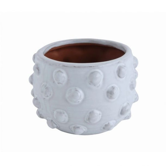 White Terracotta Planter With Raised Dot