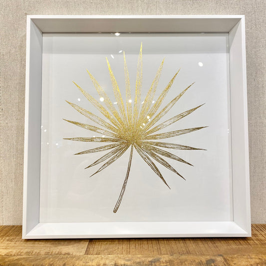 Gold Spike Palm Leaf Framed Canvas Print