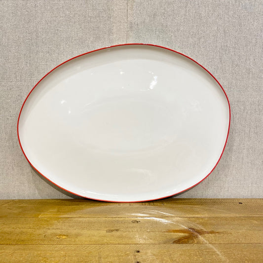 Abbesses Stoneware Platter - Red Rim