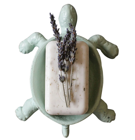 Distressed Aqua Cast Iron Turtle Soap Dish