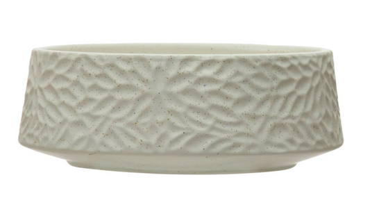 Embossed Floral Stoneware Planter Bowl