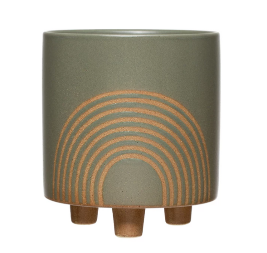 Stoneware Rainbow Planter With Feet