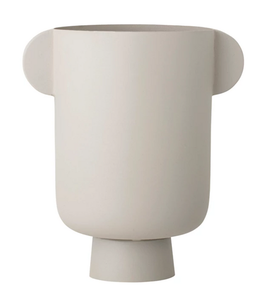 Neutral Metal Vase With Handles