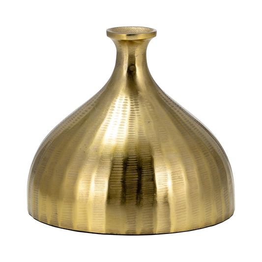 Gold 7 in. Metal Novelty Ribbed Bulbous Vase