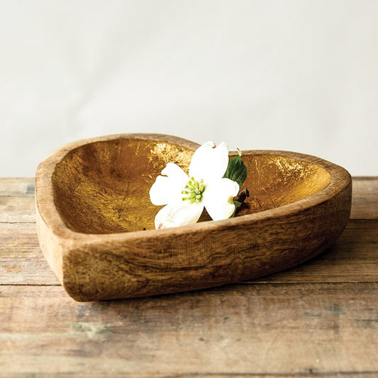 Wood And Gold Heart Tray